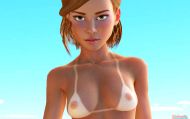 Girlvania Sexy lesbian with tanned tiny boobs